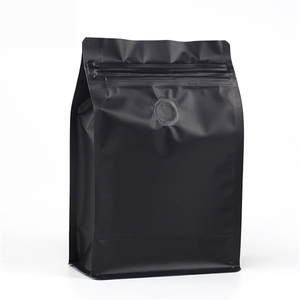 Nouveau produit stand up sacs à fermeture à glissière fond plat noir <span class=keywords><strong>moulu</strong></span> de qualité alimentaire pochette sac à café à soufflet latéral - Product Image 1