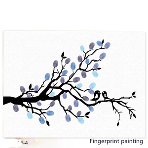 Peinture murale autocollante DIY avec <span class=keywords><strong>empreintes</strong></span> digitales pour <span class=keywords><strong>mariage</strong></span>, signature, <span class=keywords><strong>arbre</strong></span>, peinture <span class=keywords><strong>à</strong></span> <span class=keywords><strong>l</strong></span>'huile, décoration intérieure, graffiti au doigt - Product Image 3