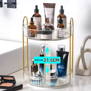 Organizador de Maquillaje Giratorio de 3 Niveles, Plegable, Clásico, Multifuncional, para Cuidado de la Piel, Perfume, Lápiz Labial, Plástico Verde, para Dormitorio - Product Image 2
