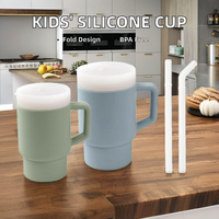 Tasse d'entraînement en silicone colorée personnalisée avec couvercles Tasse à café de voyage réutilisable pour enfants pour usage alimentaire