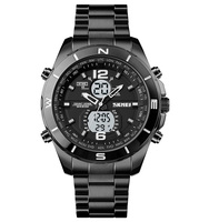 Montre analogique-numérique en acier inoxydable SKMEI 1670, la plus populaire, étanche, double heure, montres de sport, marque haut de gamme, Relojes