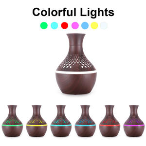 เครื่องกระจายกลิ่นอโรมาลายไม้ 300 มล. เครื่องเพิ่มความชื้นแบบ USB พร้อมไฟ LED สำหรับใช้ในบ้านและห้องนอน - Product Image 2