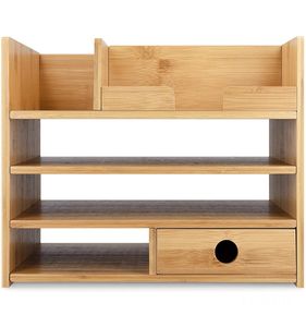 Bamboo Desktop Organizer Home Office Bamboo <b>Desk</b> Organizer <b>with</b> <b>Drawer</b> <b>Storage</b> - Product Image 5
