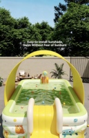 Piscine gonflable en PVC épaissi avec toboggan et pistolet à eau, style moderne, grande piscine de jeu pour rassemblements familiaux, plusieurs tailles, capacité 100-500 kg
