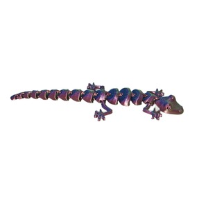 Figurine de gecko articulée imprimée en 3D, multicolore, réaliste, pour chat, jouet de dérivation, animal articulé, décoration de bureau, ornement de collection - Product Image 6