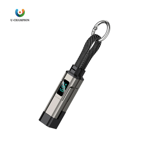 สายชาร์จเร็วแบบพกพา 65W 27W รุ่นใหม่ สายถัก 0.2 เมตร พร้อมสายคล้องพวงกุญแจ จอ LED แสดงผล 4 in 1 สาย USB C สำหรับ iPhone - Product Image 1