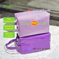 Sac de voyage portable UIOWIO pour maquillage et cosmétiques, sac de rangement transparent en PVC avec fermeture éclair, sacs en plastique imperméables