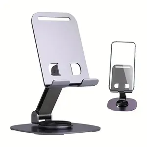 Foldable Cell Phone Stand for Desk 360 Rotation Adjustable Portable Aluminum Metal Phone Holder for All Phone Pad Tablet etc