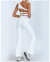 Léger grande taille respirant une bandoulière rembourré soutien-gorge de sport taille haute décontracté pantalon évasé femmes Yoga Gym 2 pièces ensemble