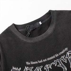 T-shirt Homme Manches Courtes 100% Coton Haute Qualité Printemps-Été Nouveau Style Urbain Rétro Imprimé Étoile et Croix Épineuse Respirant Anti-Boulochage - Product Image 6