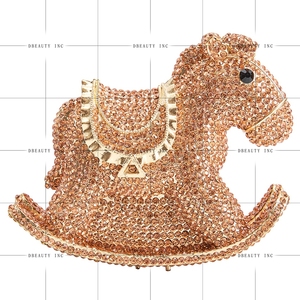 Bolso de mano de noche con diseño de caballo balancín y pedrería para mujer, elegante y deslumbrante, ideal para fiestas y salidas nocturnas. - Product Image 2