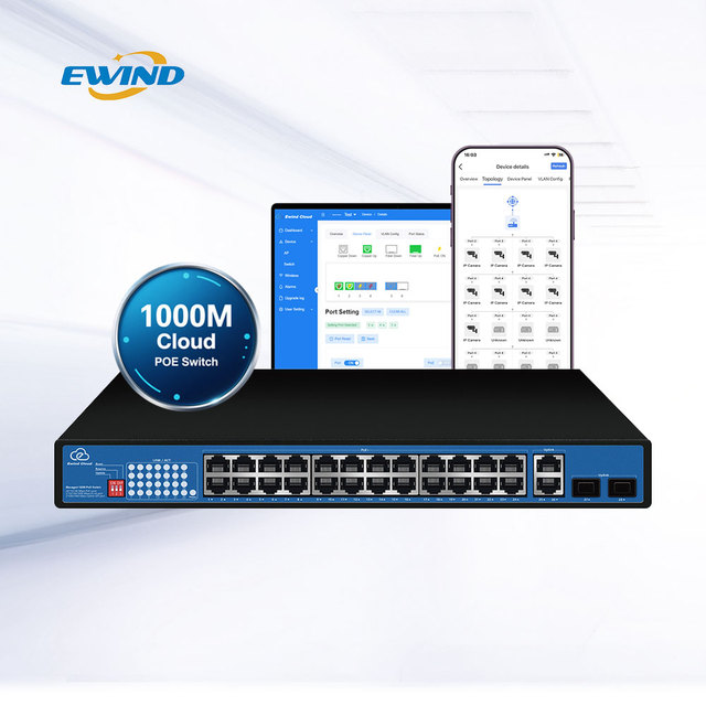 OEM/ODM 28 Port Gigabit POE Switch 400W IEEE 802.3 AF/AT UnManaged Multiple VLAN Cloud-Managed Switch for IP Camera CCTV