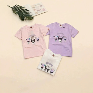 T-shirt en coton doux pour filles avec motif de dessin animé / Haut imprimé à manches courtes pour enfants - Product Image 3
