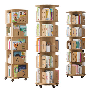 Estantería giratoria <span class=keywords><strong>de</strong></span> <span class=keywords><strong>madera</strong></span> Estantería móvil <span class=keywords><strong>de</strong></span> 360 grados Estantería <span class=keywords><strong>de</strong></span> <span class=keywords><strong>pared</strong></span> con rueda - Product Image 4