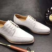 Chaussures Goodyear pour hommes, originales, en peau d'alligator, chaussures habillées de luxe de marque, blanches, en cuir de crocodile véritable, chaussures pour hommes