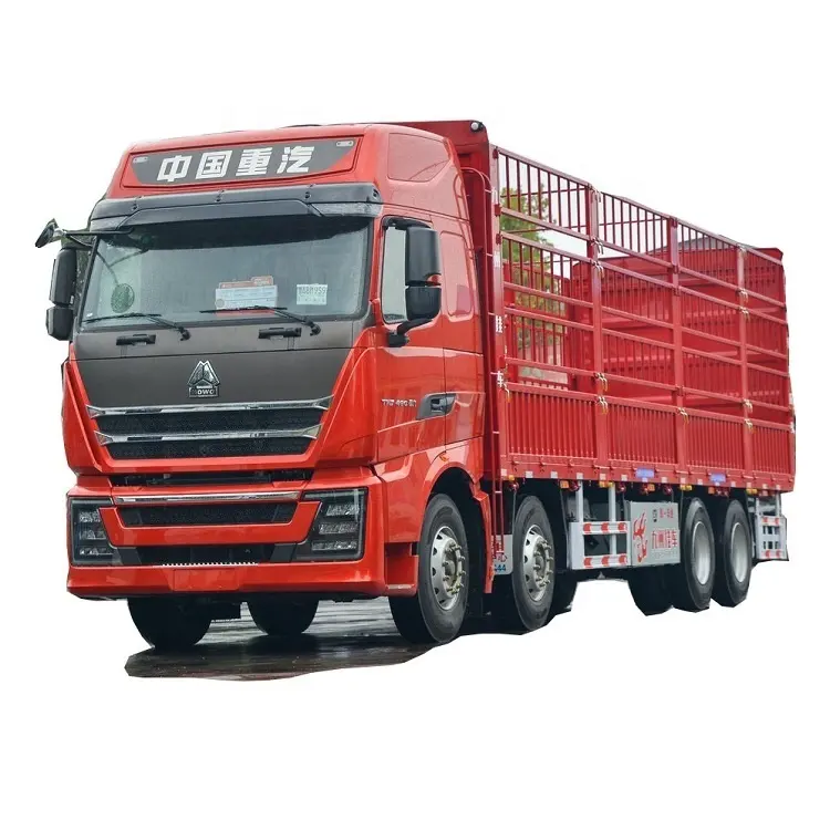 الصين وطني شاحنة ثقيلة HOWO TH7 شاحنة ثقيلة 460 حصان قوة 8X4 9.5 متر مخزن الشاحنة نوع الشبكة