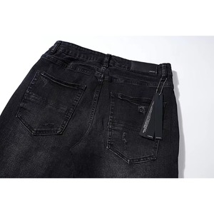 Jeans de Mezclilla de Alta Calidad, Diseño Amiriy Vintage, Corte Slim Fit, Desgastados con Pedrería, 100% Algodón, Estilo Urbano - Product Image 6