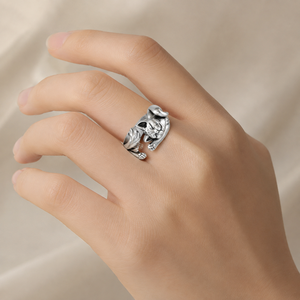 Anello Aperto Regolabile con Totem di Gatto Vintage per Donne, Gioiello da Dito alla Moda - Product Image 2