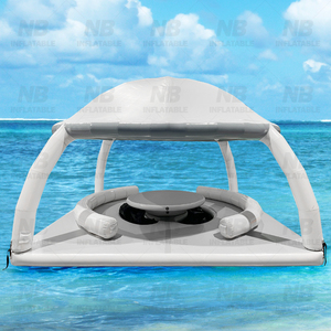Estate Water Bar gonfiabile galleggiante con tenda Sun Deck Floating isola Lounge per feste piattaforma gonfiabile galleggiante - Product Image 1