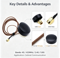 Antena de Comunicación Tipo Hongo 5dBi para Gabinete 4G 433MHz 2.4G 5.8G GSM GPRS WiFi con Cable RG178 de 2 Metros