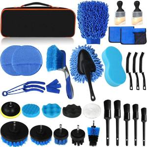YIXIN Vente chaude Ensemble de 26 brosses de détaillage automobile en PVC bleu/rouge, kit d'outils de <span class=keywords><strong>nettoyage</strong></span> pour perceuse, pour l'intérieur, l'extérieur <span class=keywords><strong>et</strong></span> les roues - Product Image 2