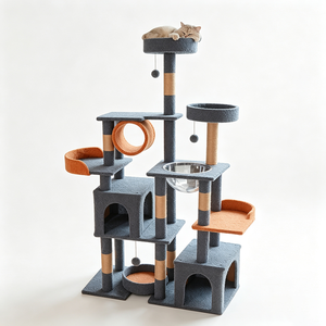 Arbre à chat, griffoir, nid pour chat, pilier d'escalade intégré, plateforme de saut multi-niveaux, fabrication sur mesure, vente en gros - Product Image 4