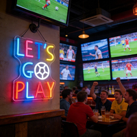 Letrero de Neón LED Decorativo para Pared Neonawall Lets Go Play Football, Regalo Perfecto para Fanáticos del Fútbol y Jugadores