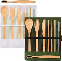 Ensemble de couverts de voyage réutilisables écologiques, 2 ensembles d'ustensiles en bambou