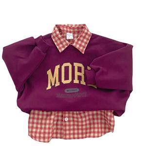 Korean Version INS New Spring Autumn Simple Fashion Letter Printed Loose Casual Wool Circle <strong>Hoodie</strong> for Girls Perfect - Product Image 3