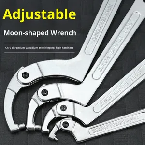 Adjustable C-Spanner Hook Wrench | Motorcycle Shock Absorber & Round Nut Adjustment <b>Tool</b> Activity Crescent-shaped Wrench - Product Image 3