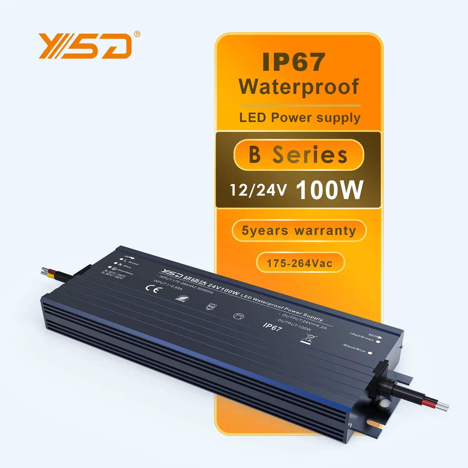 YSD 100w 12v 24V switch led drive with aluminum shell thin power supply