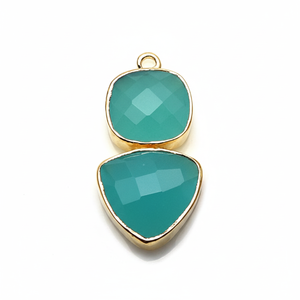 <b>Cushion</b> Cut & Trillion Gemstone 27x13mm Size Faceted Earring Pendant Connector Trendy 925 Sterling Silver Gold Plated Jewelry - Product Image 1