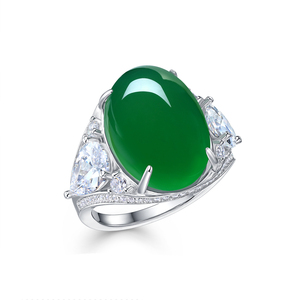 แหวนพลอยคาโบชองสีเขียวธรรมชาติสี FYJZ262710 - Product Image 1