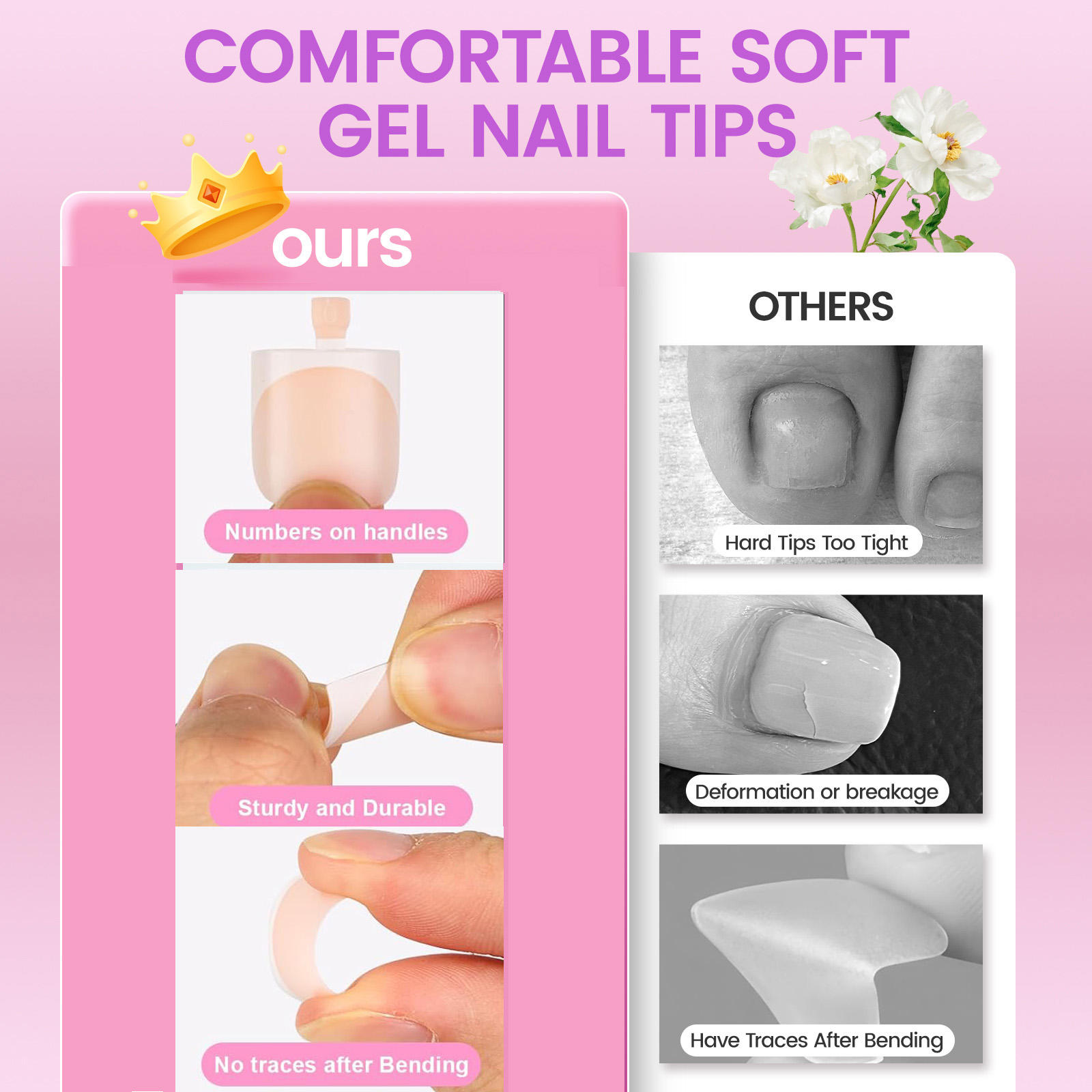 Customize 180pcs Press on Foot Nail Tips Artificial Fake Toenails Square French Nude Soft Gel Press on Toe Nails