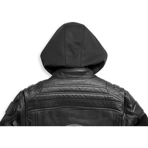 Veste de motard en cuir de vache véritable pour homme, manches longues, coupe-vent, style café racer, noire - Product Image 6