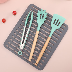 <b>Silicone</b> Heat Insulating <b>Mat</b> Anti Scald Non Slip Hollow Drainage Kitchen Bowl Cup <b>Mat</b> Home Use - Product Image 1