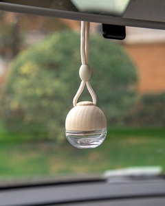 6ml para ambientador de coche en forma de bola, botellas difusoras de Perfume, vidrio colgante vacío con tapa de madera - Product Image 4