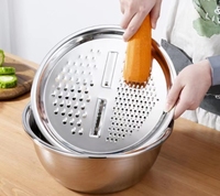 Roestvrijstalen Set Plaat Rasp Bassin Driedelige Huishoudelijke Multifunctionele Snijmachine Afvoerbak Wastafel Set Cadeau