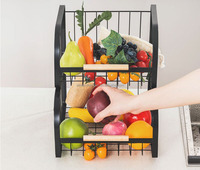 Nouveaux supports de rangement pliables à double niveau en fer pour légumes, type sur pied, écologiques et amovibles, pour la cuisine domestique - Modèle 2024