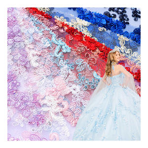 Offre Spéciale blanc brodé dentelle tissu cordon broderie maille Polyester pour robe de mariée accessoires et sacs pour les filles - Product Image 1