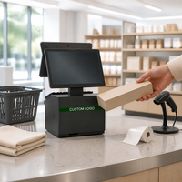 Terminal de point de vente intelligent 15,6 pouces à double écran noir Windows Intel N5095 Quad-Core avec imprimante thermique 58 mm et scanner 1D/2D pour supermarché