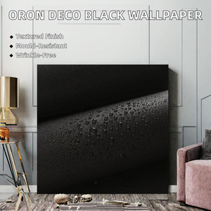 <strong>Black</strong> PVC Waterproof and Moisture-resistant <strong>Wallpaper</strong> Self-adhesive Wall Covering for Modern Living Room Office - Product Image 3
