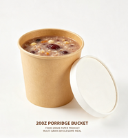 Bol à soupe en papier kraft imprimé OEM ODM, recyclable, jetable, avec feuille d'or, à paroi simple, pour porridge, petit-déjeuner et emballage à emporter
