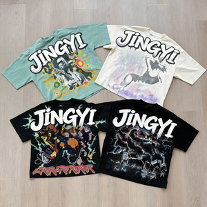 T-shirt graphique homme en coton épais à manches courtes, coupe courte et carrée, impression DTG personnalisée, collection été <span class=keywords><strong>2026</strong></span>, style streetwear - Product Image 1