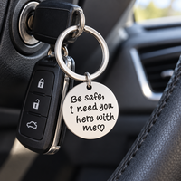 Pendentif Breloque Écologique en Métal Gravé « Soyez en sécurité, je vous ai besoin ici près de moi » pour Porte-clés, Sac à Clés, Fabrication DIY