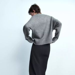 Cardigan et sweats à capuche en maille courte pour <span class=keywords><strong>femme</strong></span> avec logo personnalisé 2021, hauts en <span class=keywords><strong>cachemire</strong></span> imprimés sur mesure, pulls d'hiver avec logo frontal - Product Image 2