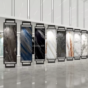 حامل عرض بلاط دوار خشبي قائم على الأرض، لعرض عينات ورق الحائط والقماش وطين الدياتوم، متعدد الوظائف، دوران عمودي 360 درجة - Product Image 2