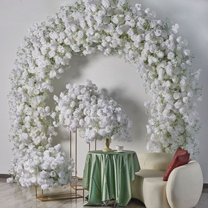 Arco de Flores para Boda, Arco de Flores de Seda de Color Claro, Arco de Rosas Blancas, Decoración para Eventos - Product Image 1