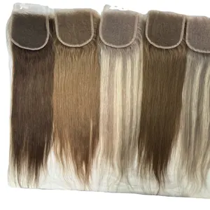 Wholesale European Hair Ombre Highlight Transparent Lace Straight Closure Colored Closure With Baby Hair