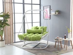 विकर लाउंज कुर्सी डबल फांसी टोकरी कमाल की कुर्सी बुना विकर कुर्सी आउटडोर स्विंग झूला इनडोर वयस्क फांसी ब्लू - Product Image 2